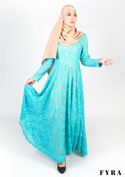 Aalia Lace Dress (Turquoise)