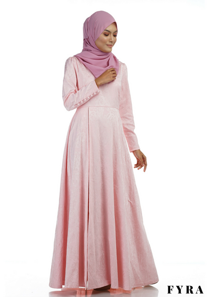 Anggun Jacquard Dress (Peach)