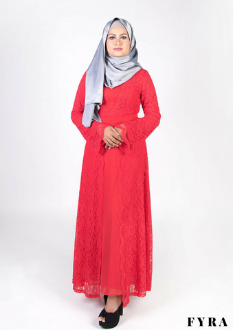 Noura Lace Dress (Chilli Red)