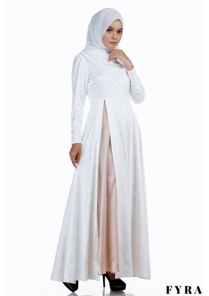 Anggun Jacquard Dress (White)
