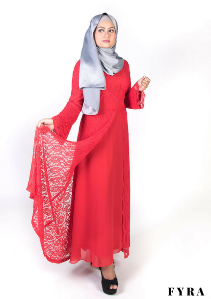 Noura Lace Dress (Chilli Red)