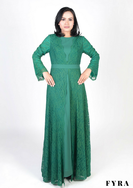 Noura Lace Dress (Dark Green)
