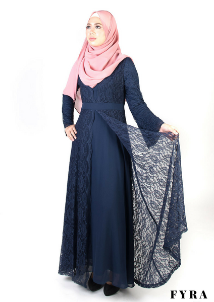 Noura Lace Dress (Navy Blue)
